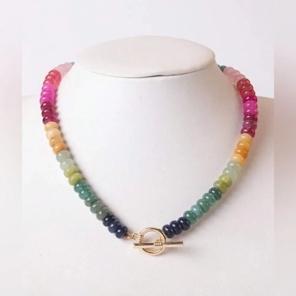 Rainbow Beaded Necklace Q271